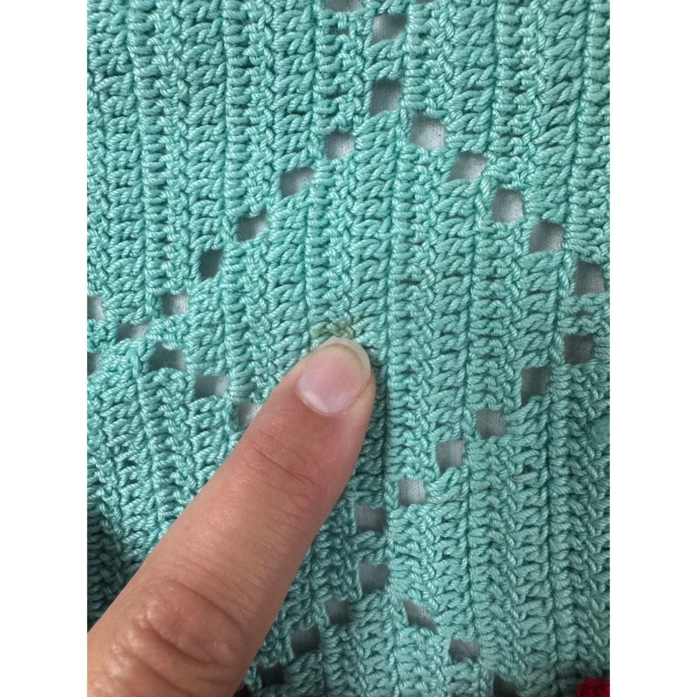 Vintage Cottagecore Handmade Crochet‎ Set 4 Placemats Diamond Pointelle Retro